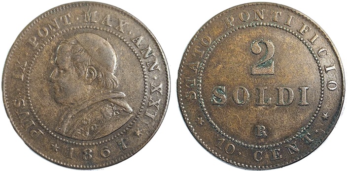 Pius IX 1866 2 Soldi